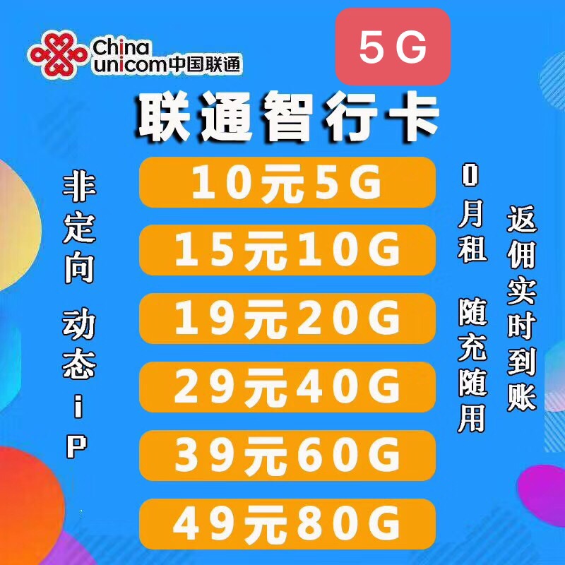 联通新品全网首发支持5G网络联通卡，高返利，强烈推荐，全国动态IP挑战一切测试，必备，网速超快，延迟超低，游戏玩家强烈推荐