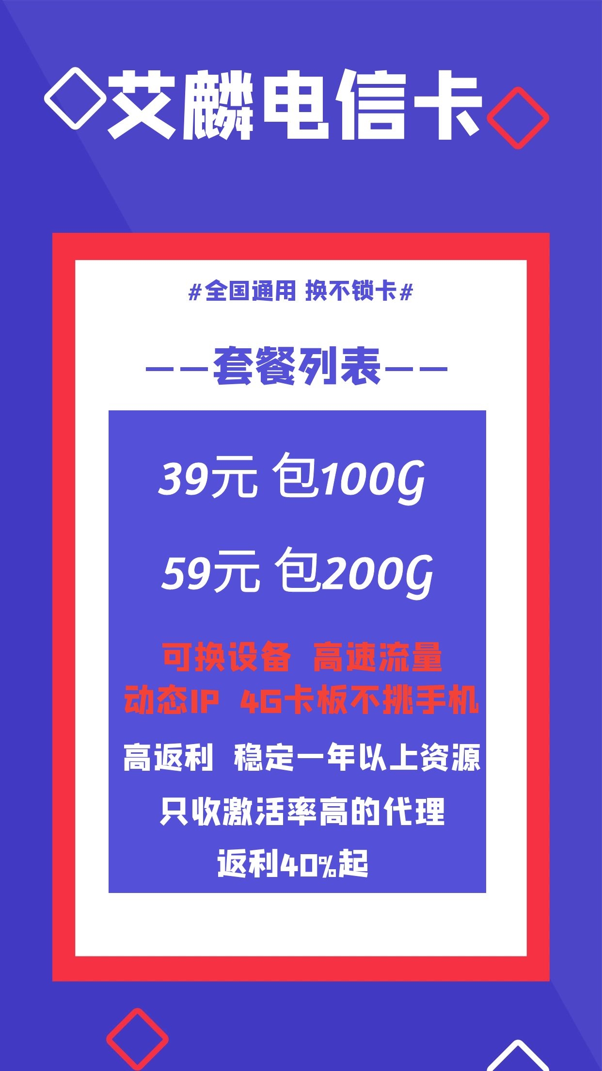 【艾麟物联】电信4G卡板 兼容全部手机 大量现货